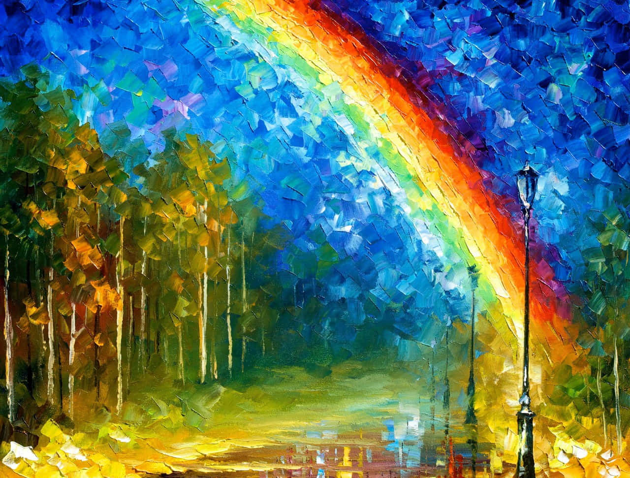 Colorful Impressionist Rainbow Painting Wallpaper