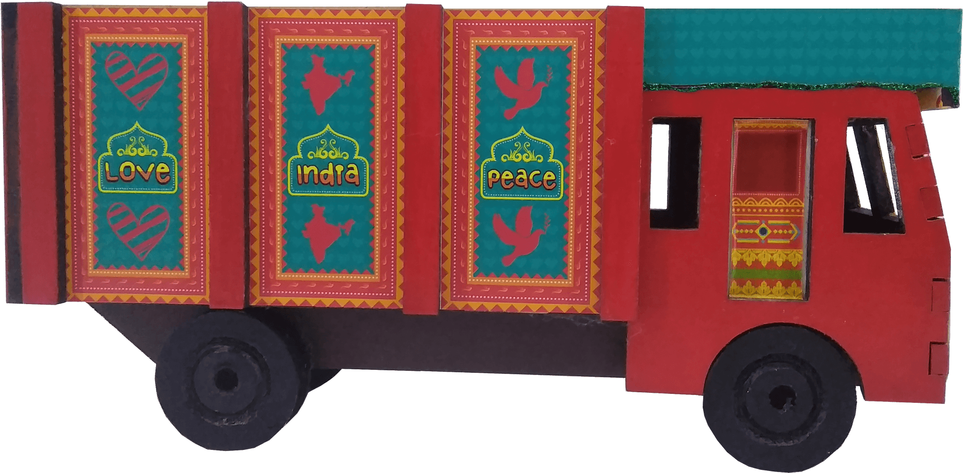 Colorful Indian Truck Model PNG