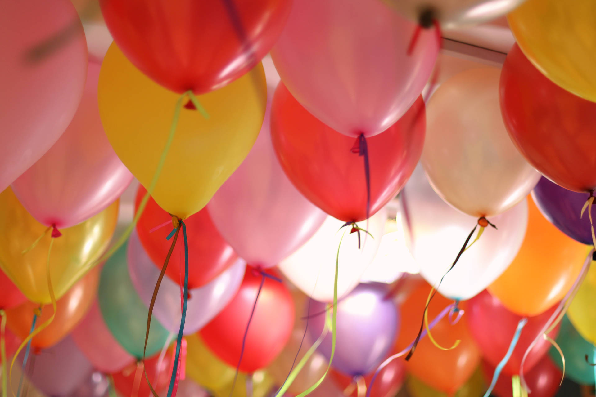 Colorful Indoor Balloons Decoration Wallpaper