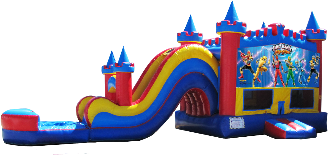 Colorful Inflatable Castle Slide Combo PNG