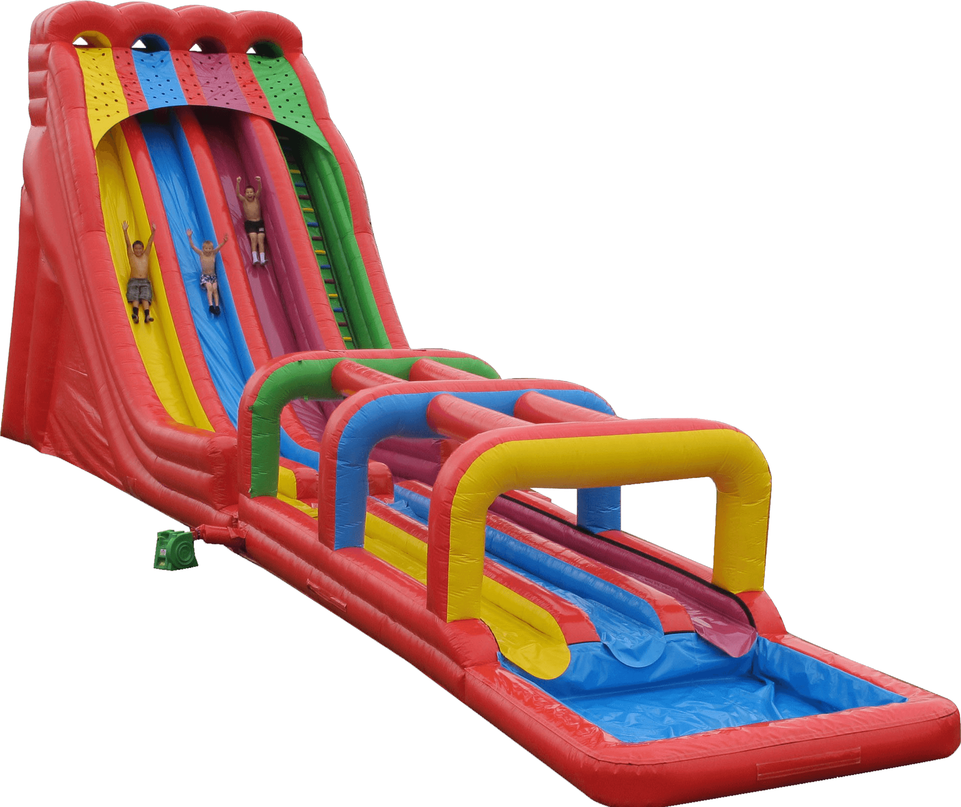 Colorful Inflatable Water Slide With Pool PNG