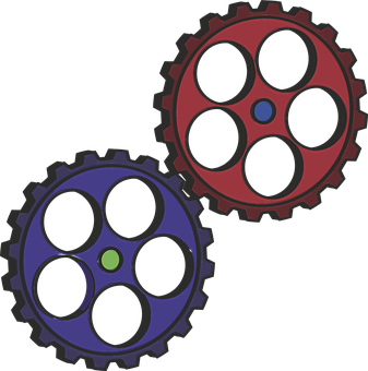 Colorful Interlocking Gears PNG