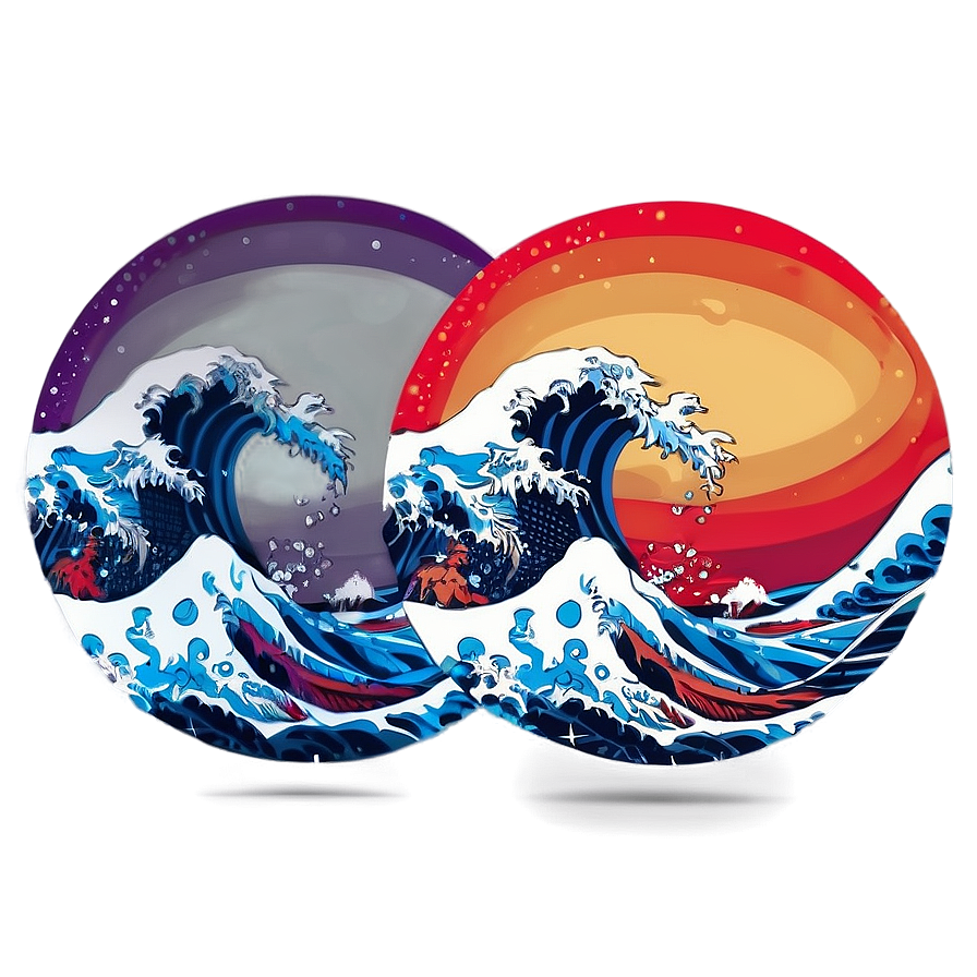 Colorful Japanese Wave Art Png 68 PNG