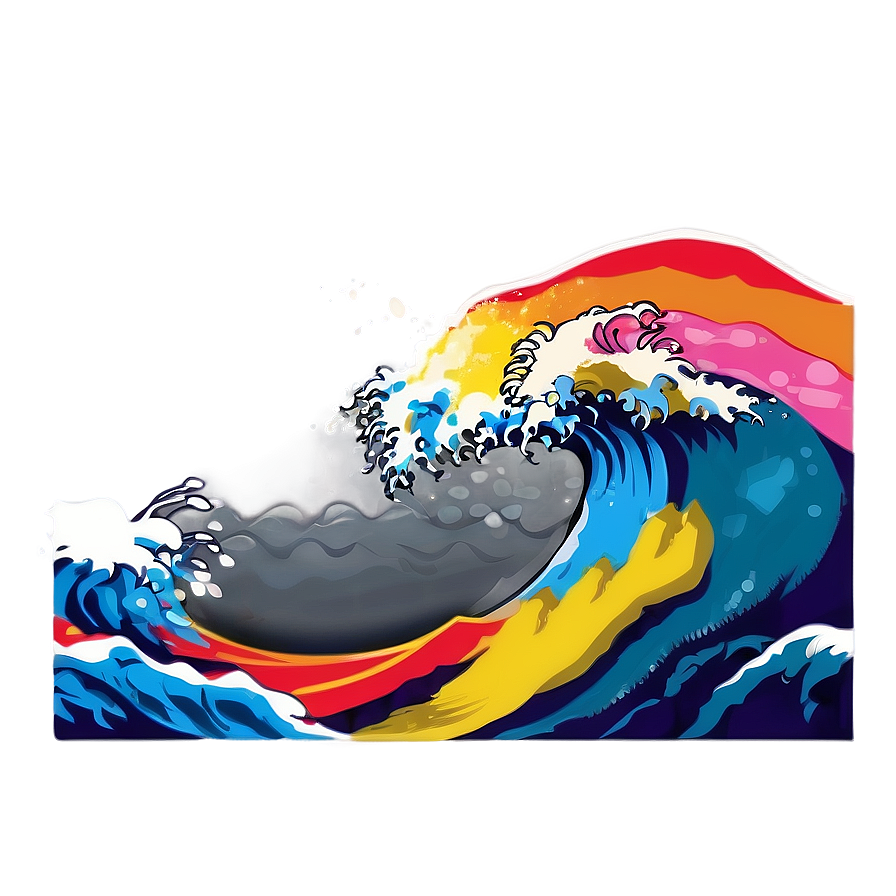 Colorful Japanese Wave Art Png 98 PNG