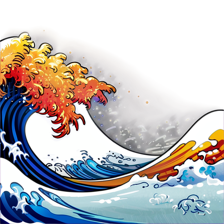 Colorful Japanese Wave Art Png Oor10 PNG