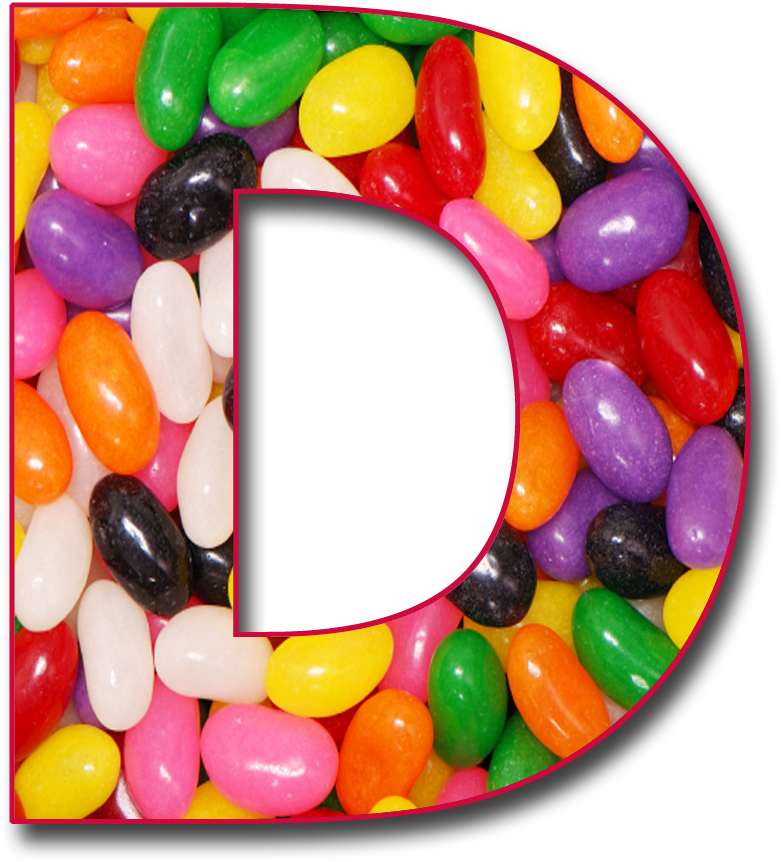 Colorful Jelly Beans Letter D Shape PNG