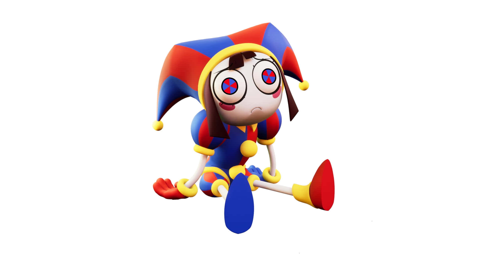 Colorful Jester Character Sitting Wallpaper
