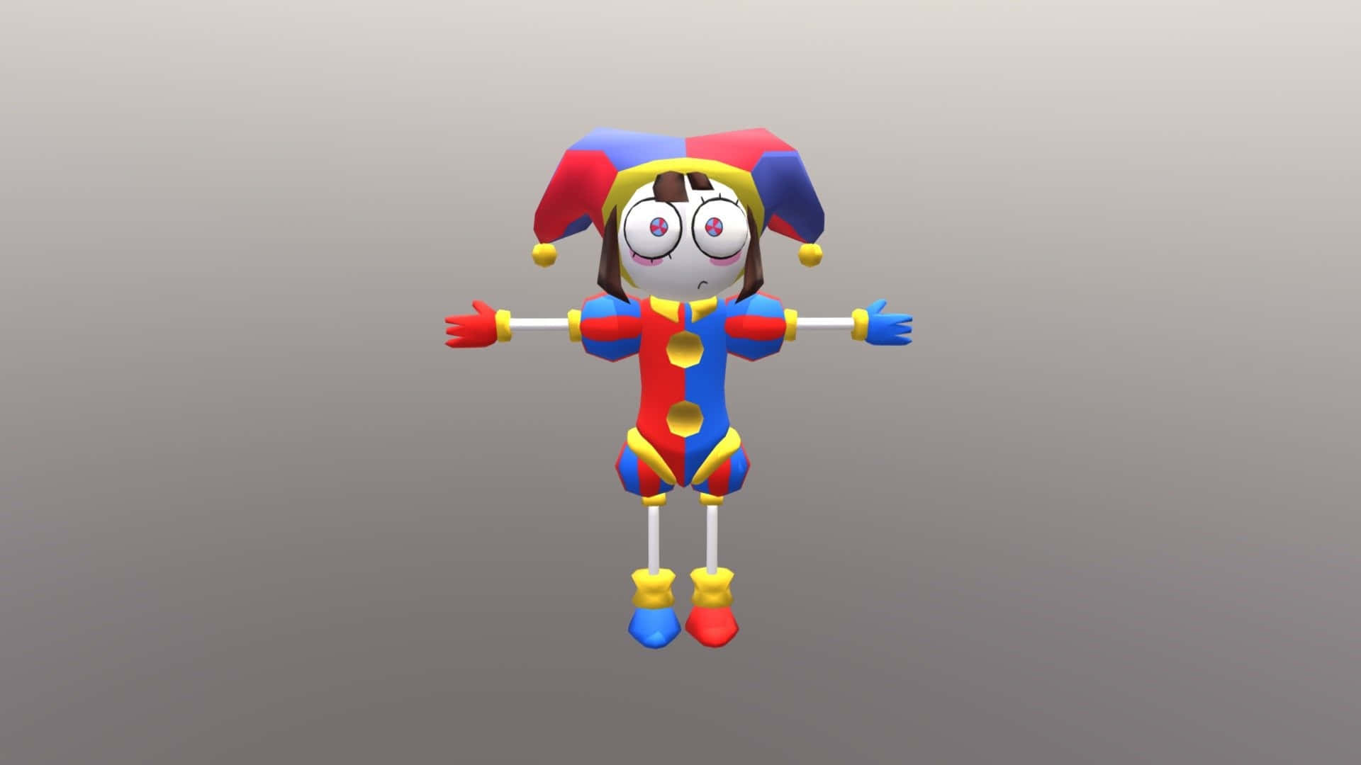 Download Colorful Jester Character3 D Model Wallpaper | Wallpapers.com