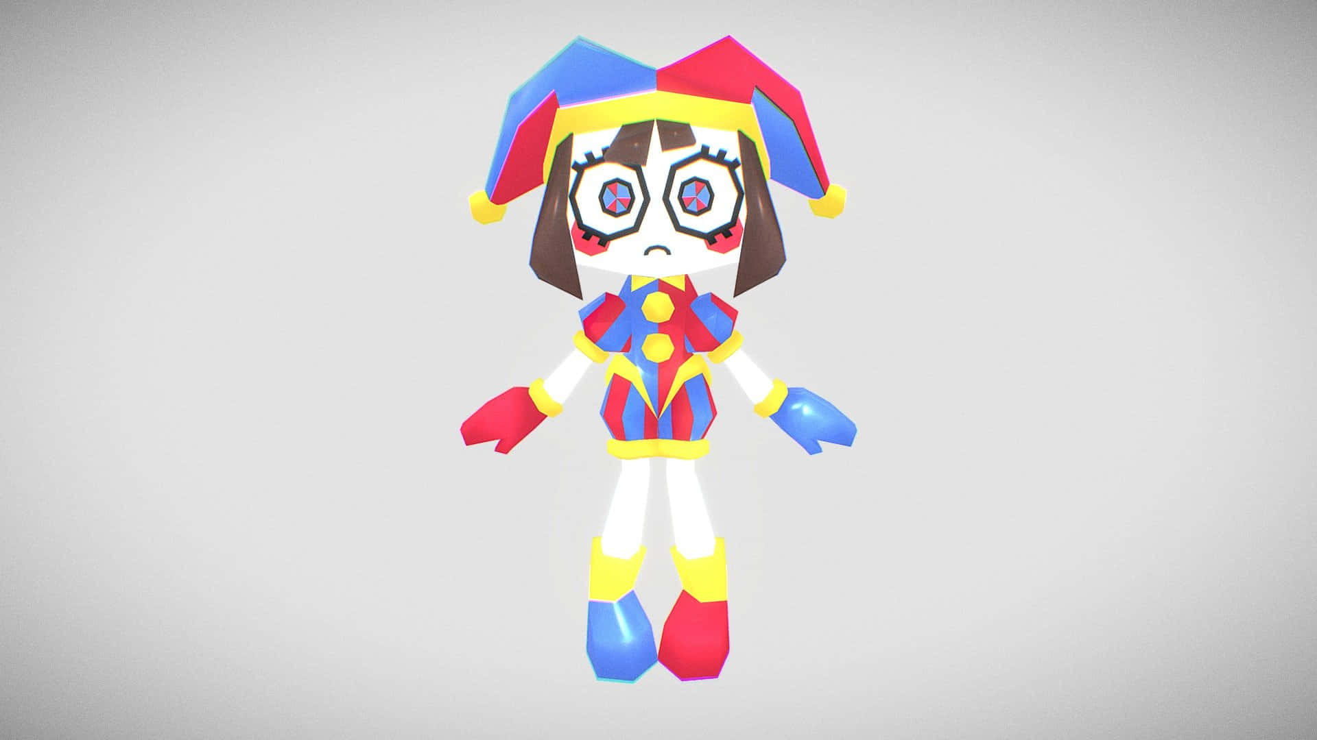 Colorful Jester Character3 D Model Wallpaper