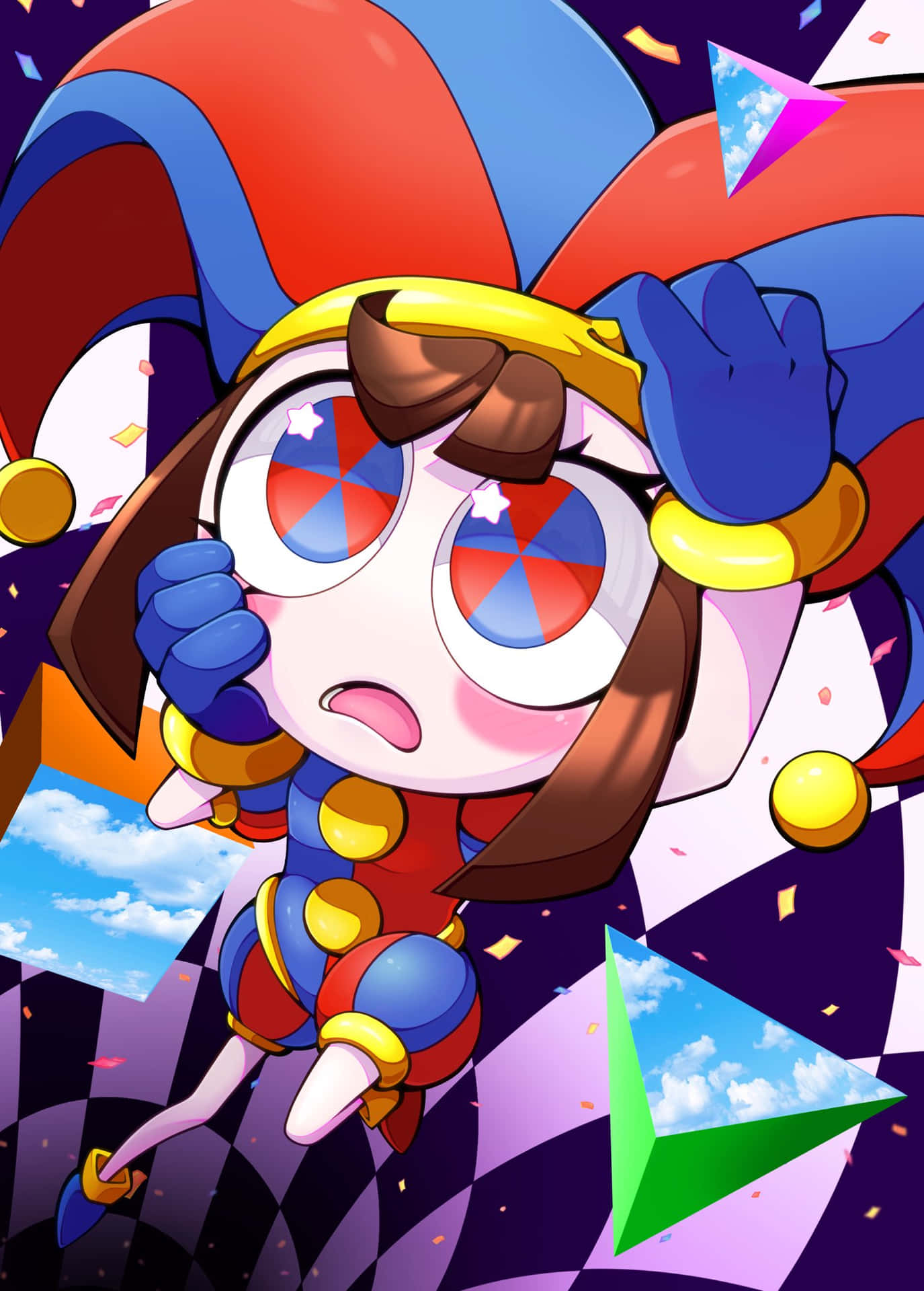 Colorful Jester Girl Anime Art Wallpaper