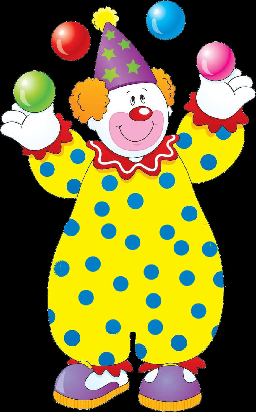Colorful Juggling Clown Cartoon PNG