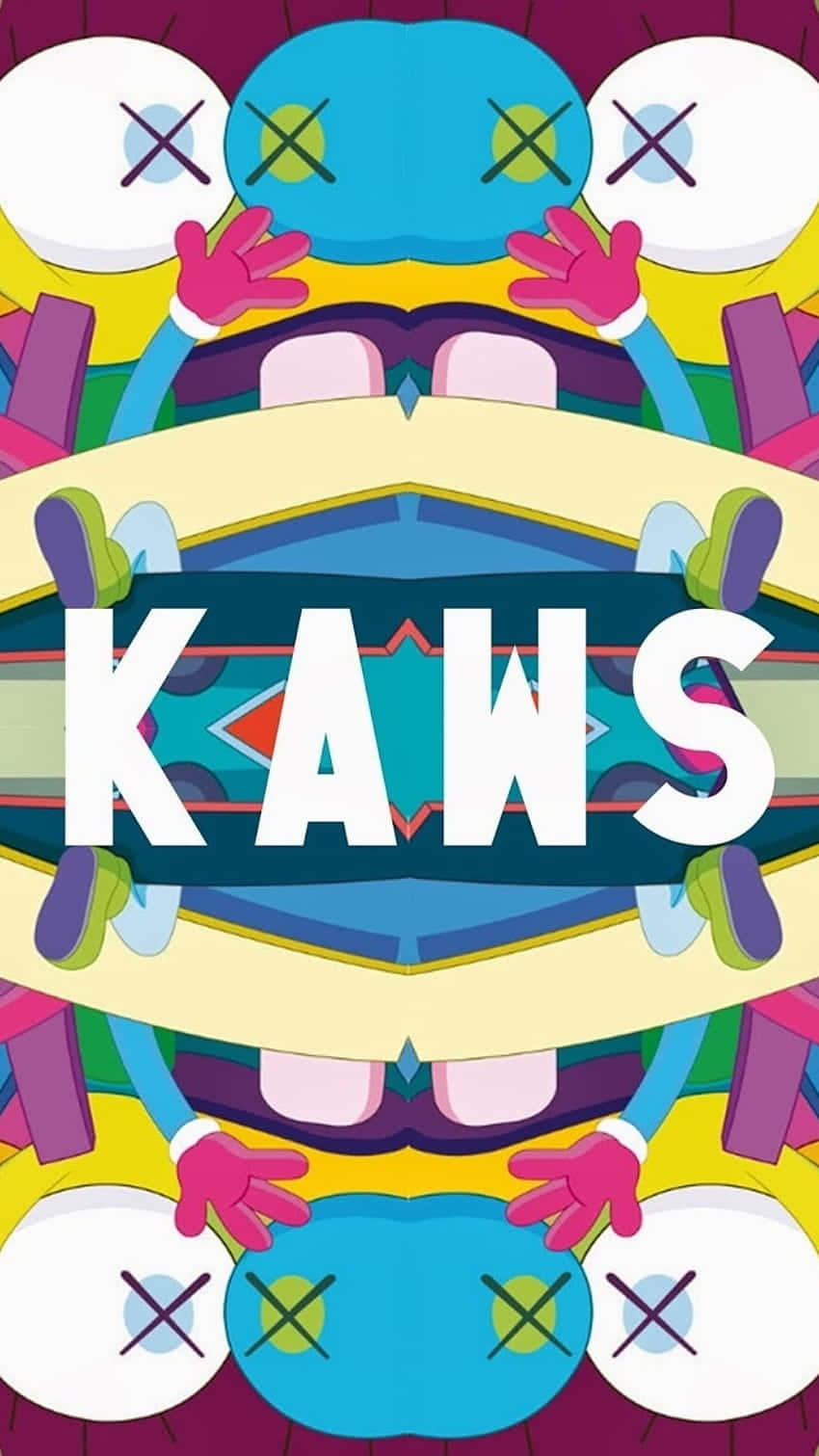 Colorful K A W S Artwork Symmetry Wallpaper