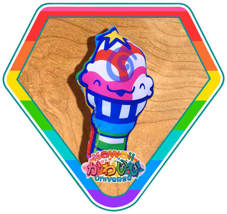 Colorful Kawaii Ice Cream Cone Artwork PNG