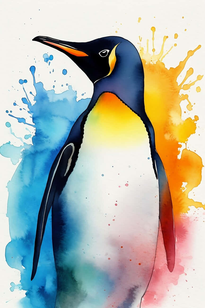 Colorful King Penguin Artwork Wallpaper