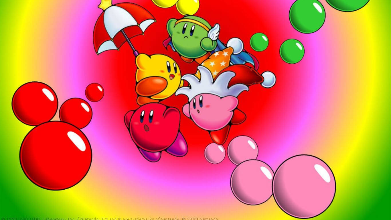 Fantastic and colorful wallpaper of Kirby and friends