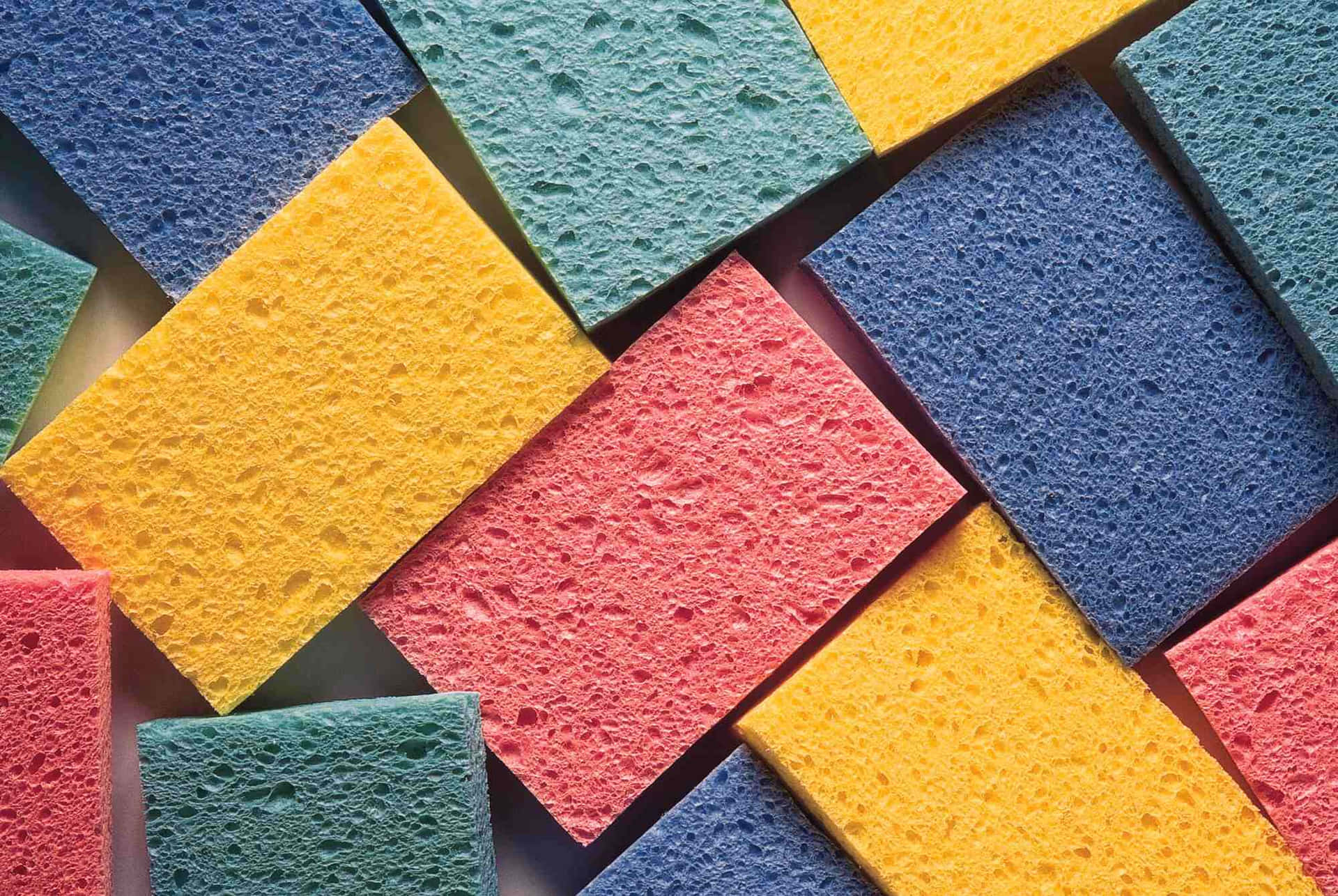 Colorful Kitchen Sponges Pattern Wallpaper