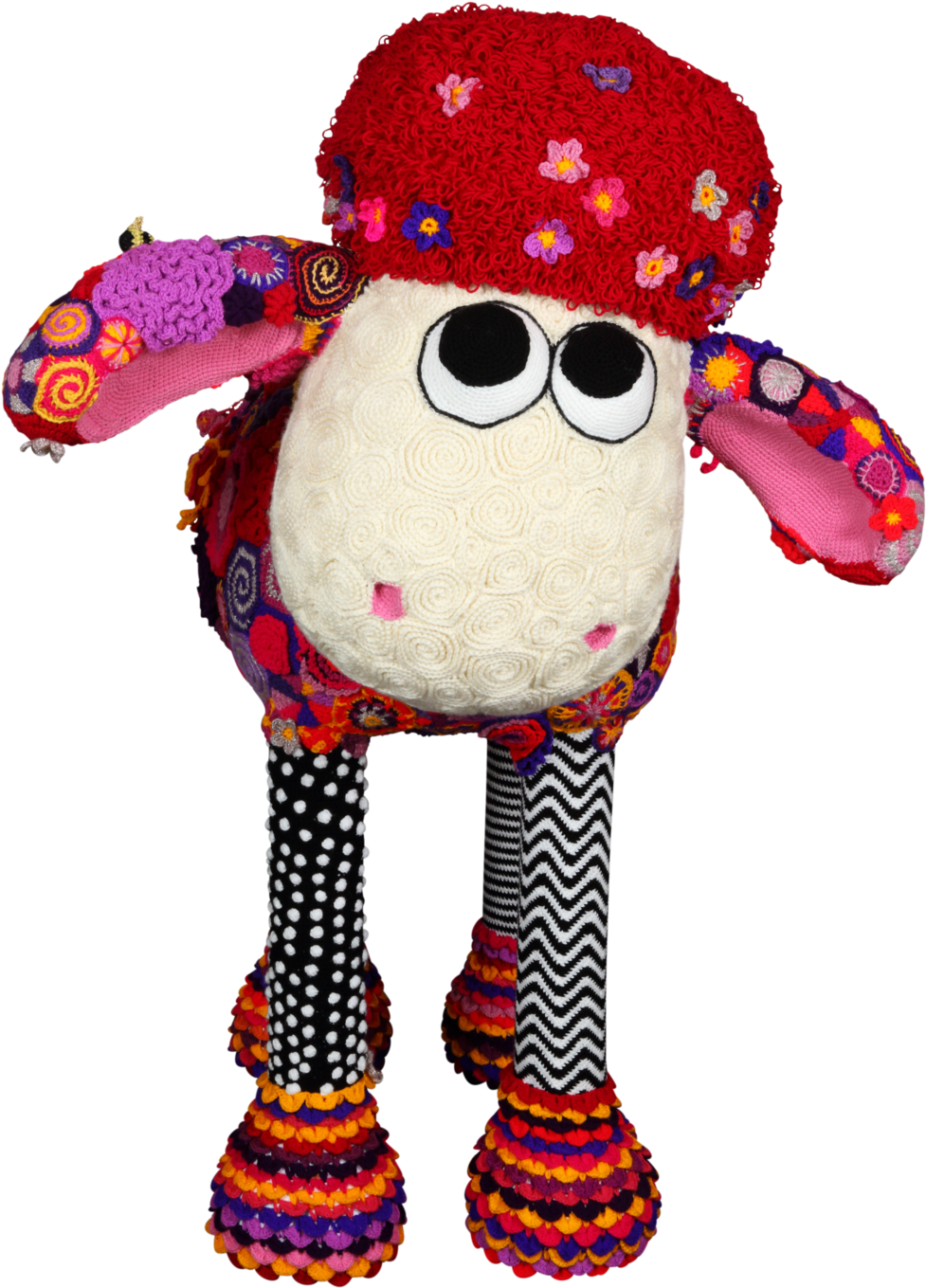 Colorful Knitted Shaunthe Sheep Figure PNG