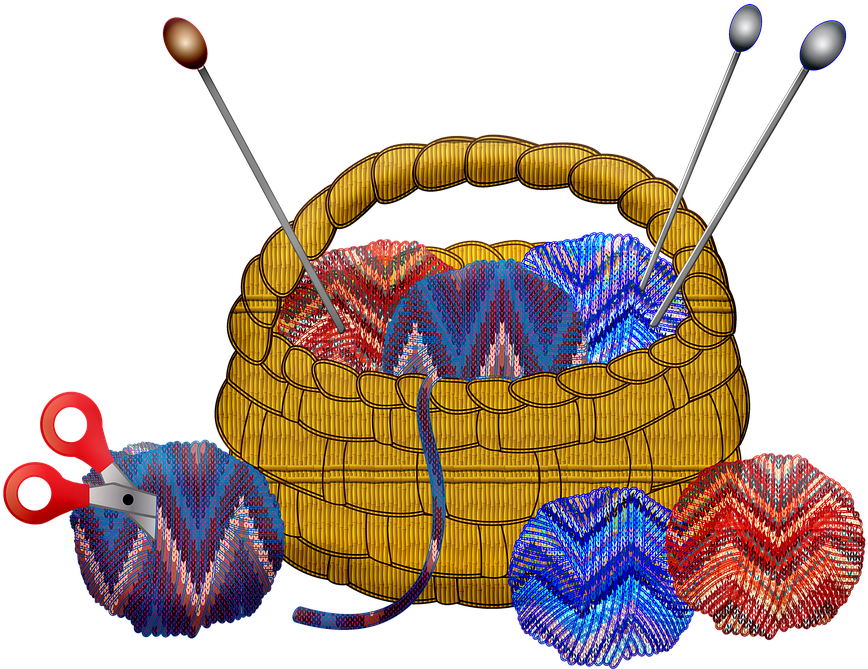 Colorful Knitting Projectand Supplies PNG