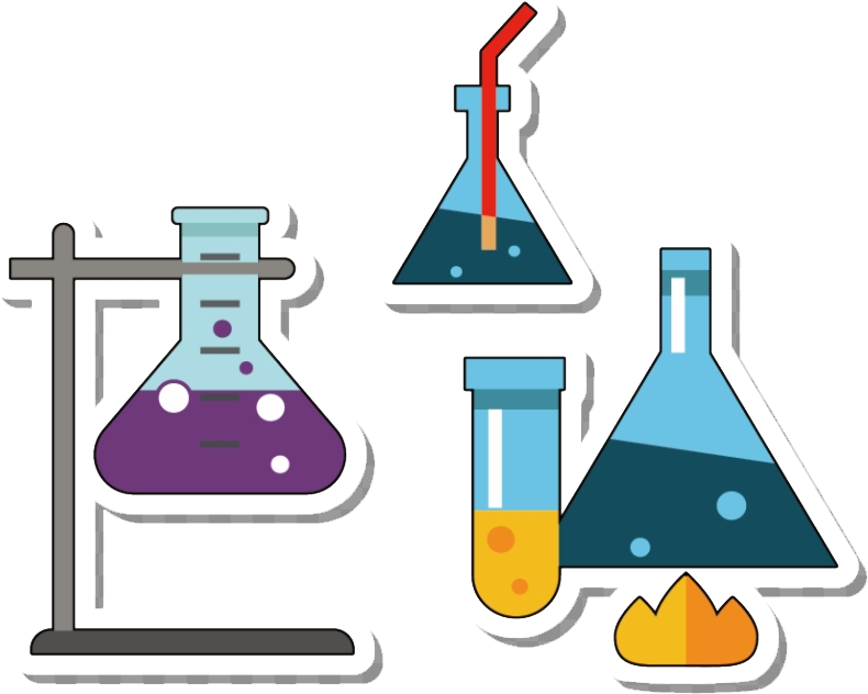 Colorful Laboratory Flasks PNG