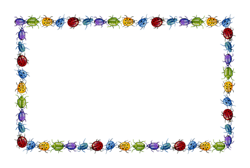 Colorful Ladybug Border Frame PNG