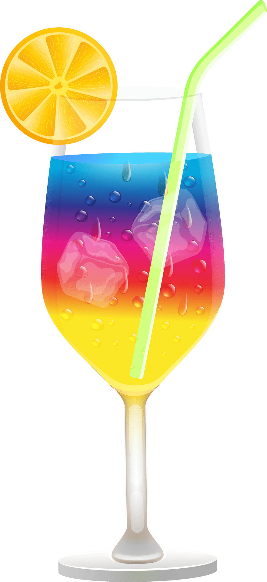 Colorful Layered Cocktail Illustration PNG