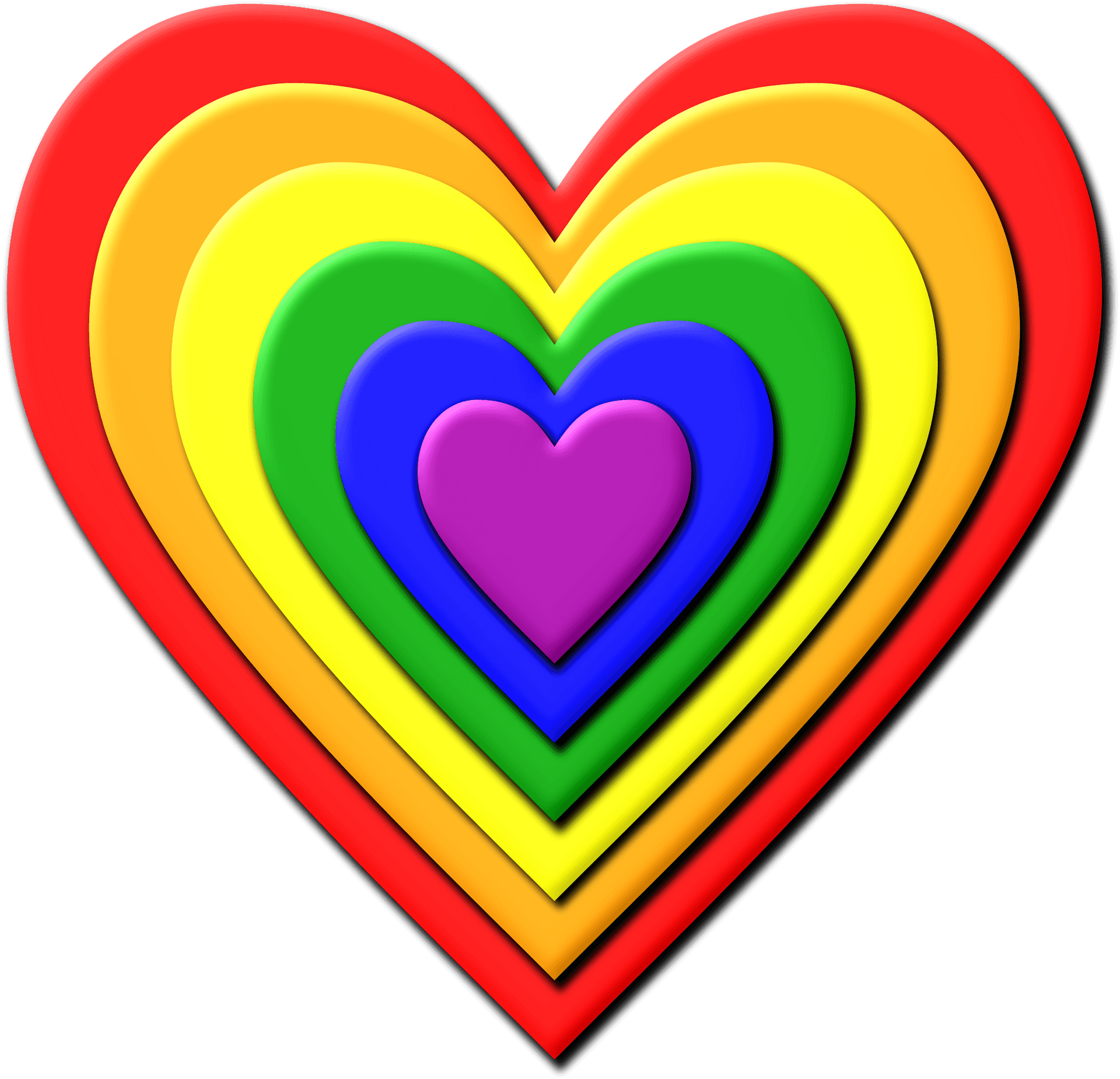 Colorful Layered Heart Vector PNG