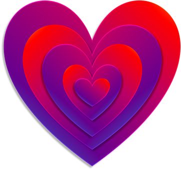 Colorful Layered Hearts PNG