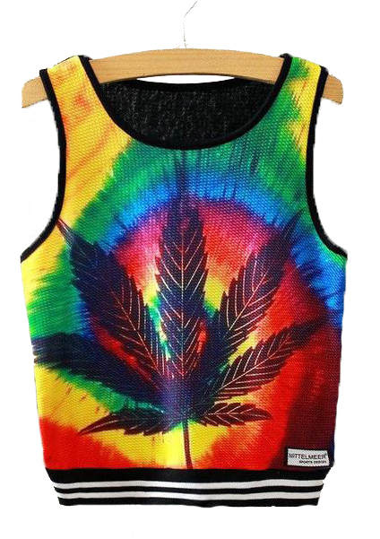 Colorful Leaf Print Crop Top PNG