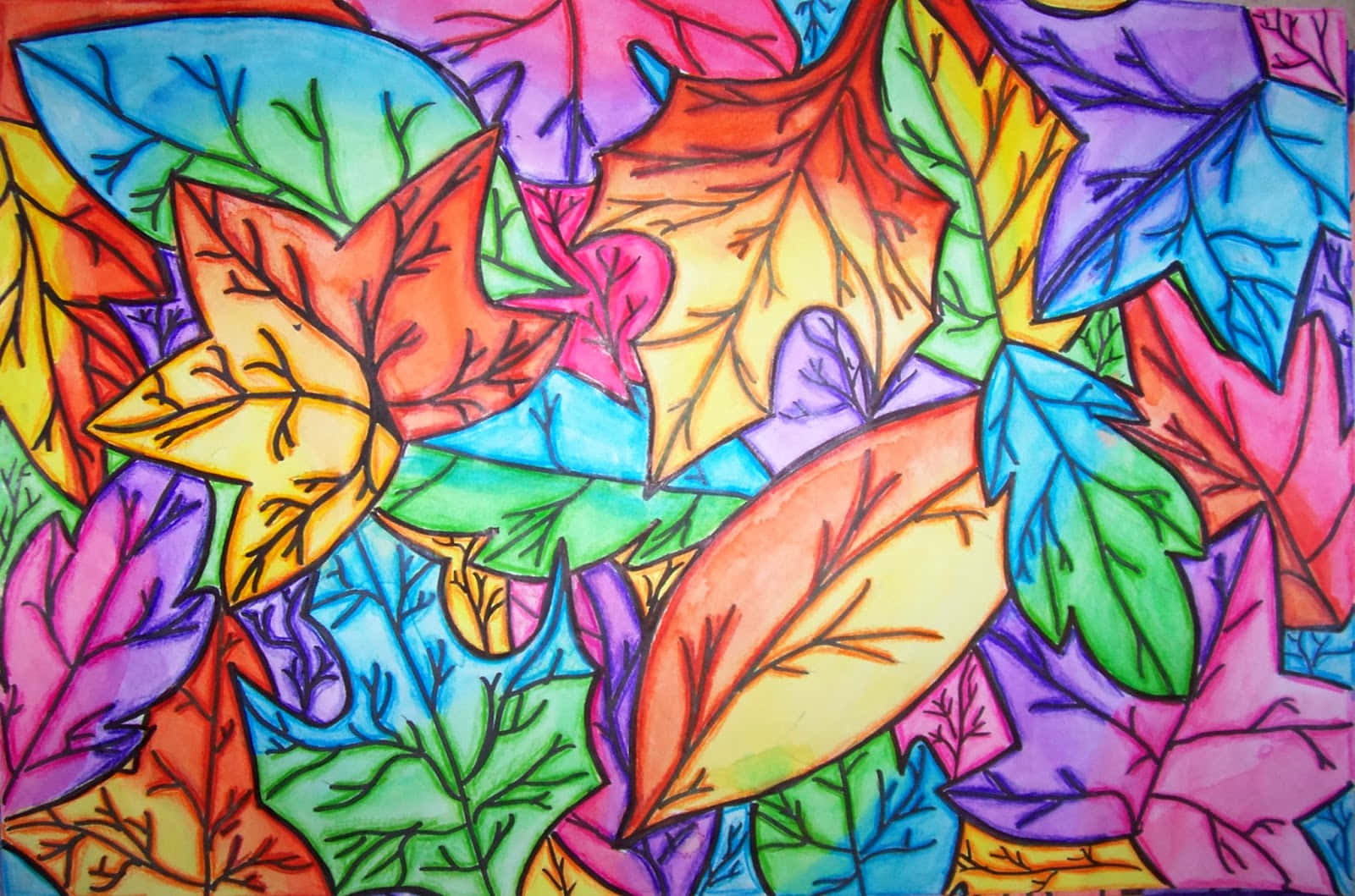 Colorful_ Leaves_ Artwork Wallpaper