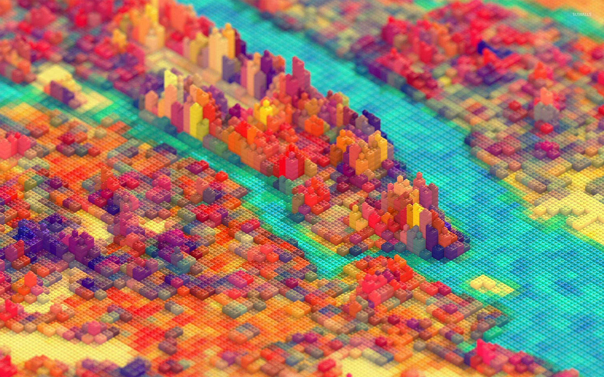 Colorful Lego Landscape Art SVG