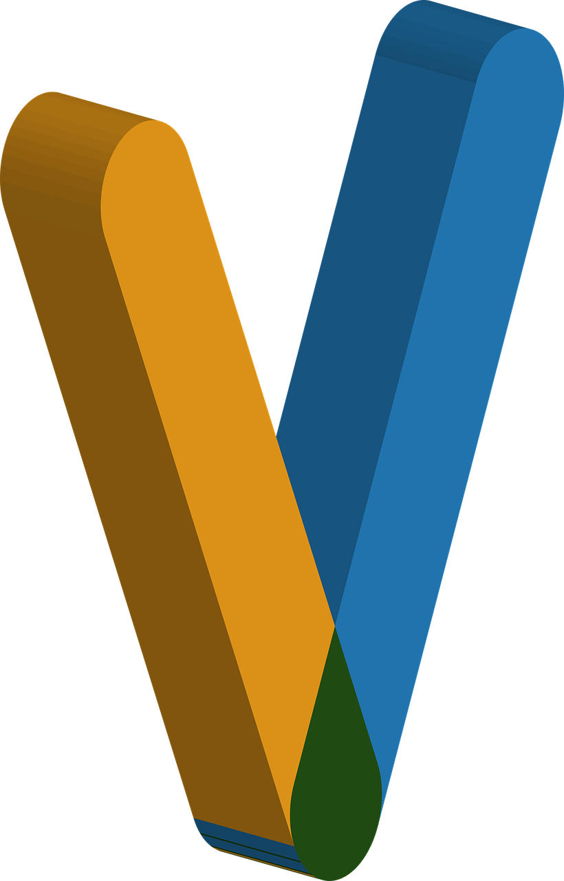 Colorful Letter V Graphic PNG