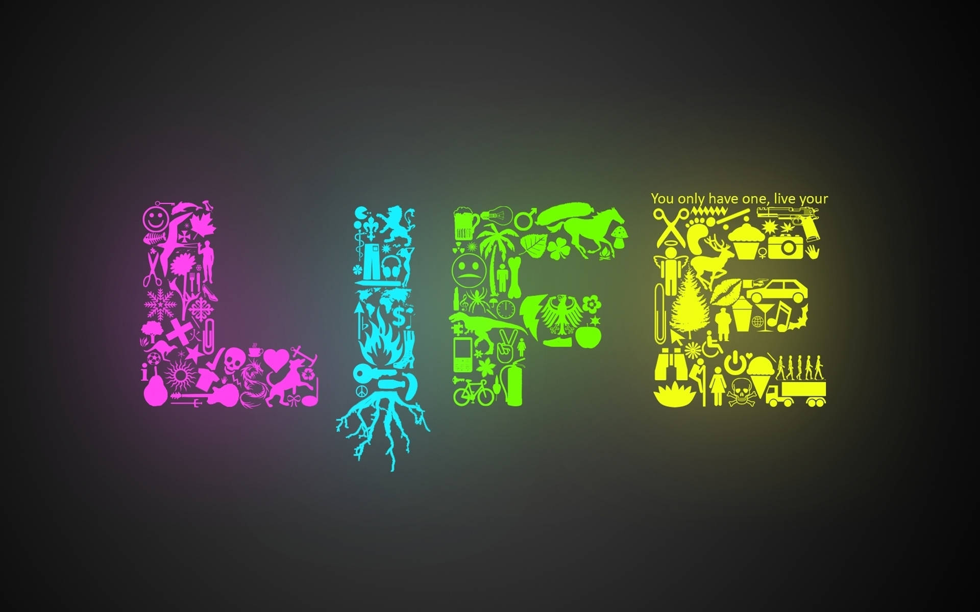 Colorful Life Neon Doodle Wallpaper