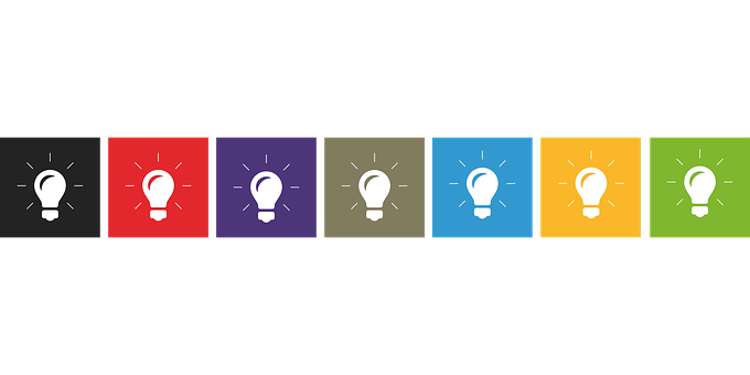 Colorful Lightbulb Ideas Concept PNG