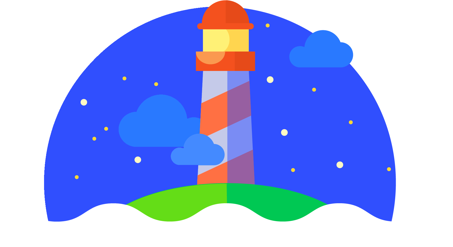 Colorful Lighthouse Illustration PNG