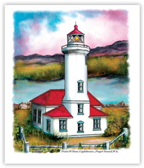 Colorful Lighthouse Illustration PNG