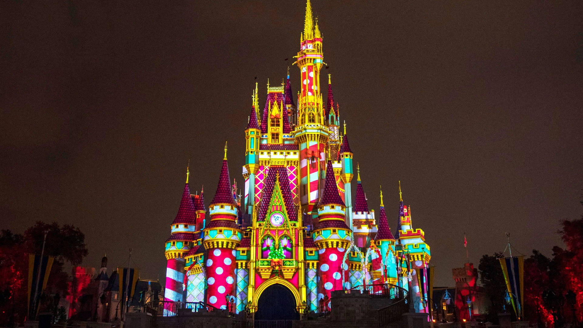 Colorful Lights Disney Castle Wallpaper