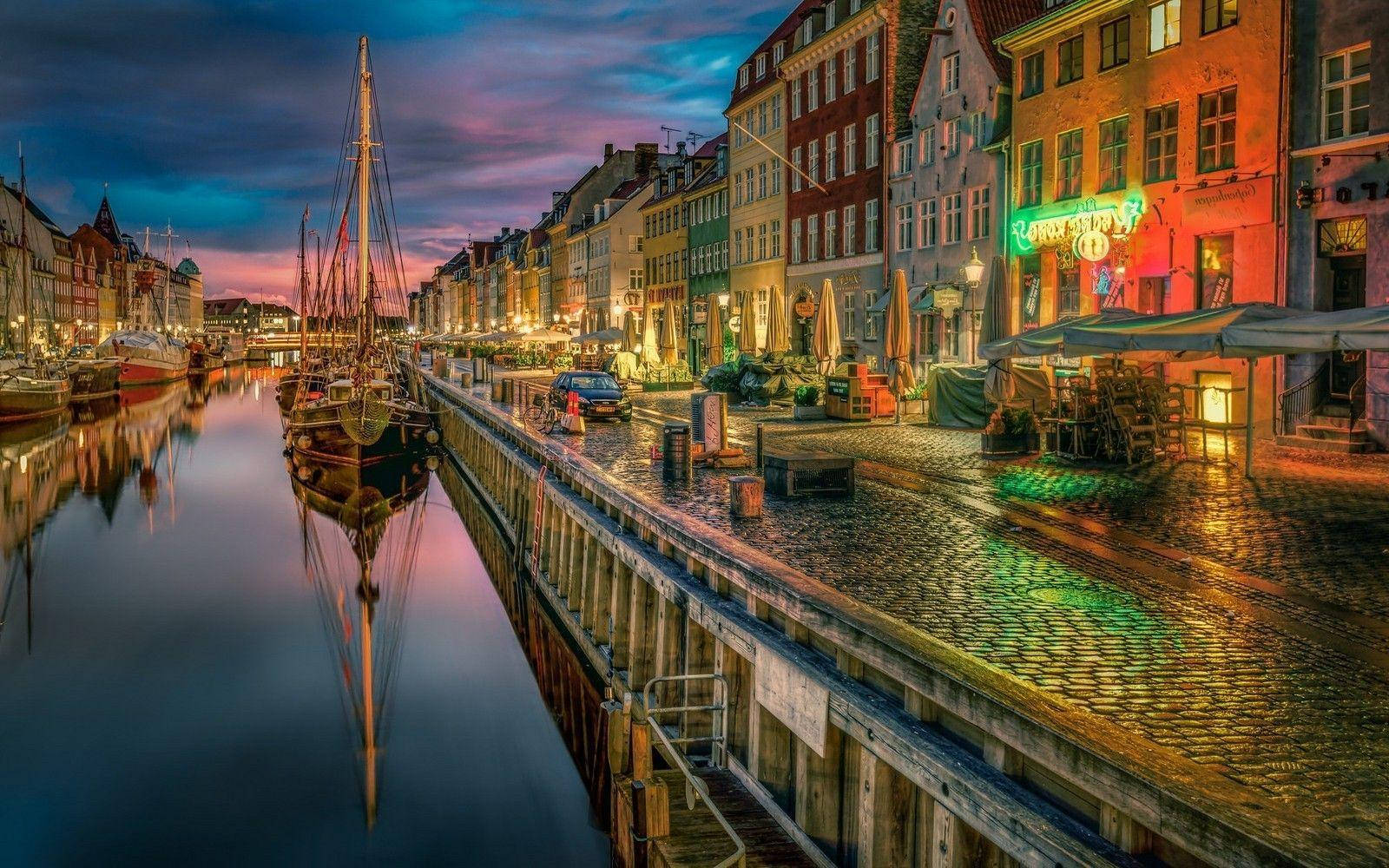 Colorful Lights Of Copenhagen Wallpaper
