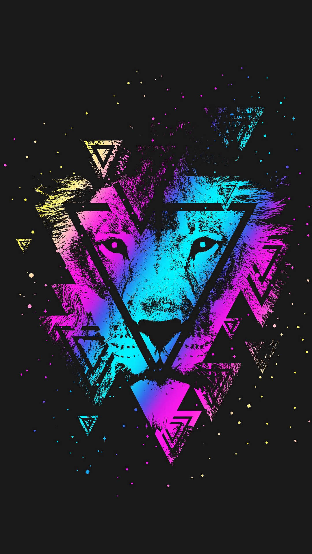Colorful Lion Galaxy Vector Art Background