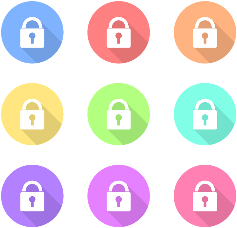 Colorful Lock Icons Set PNG