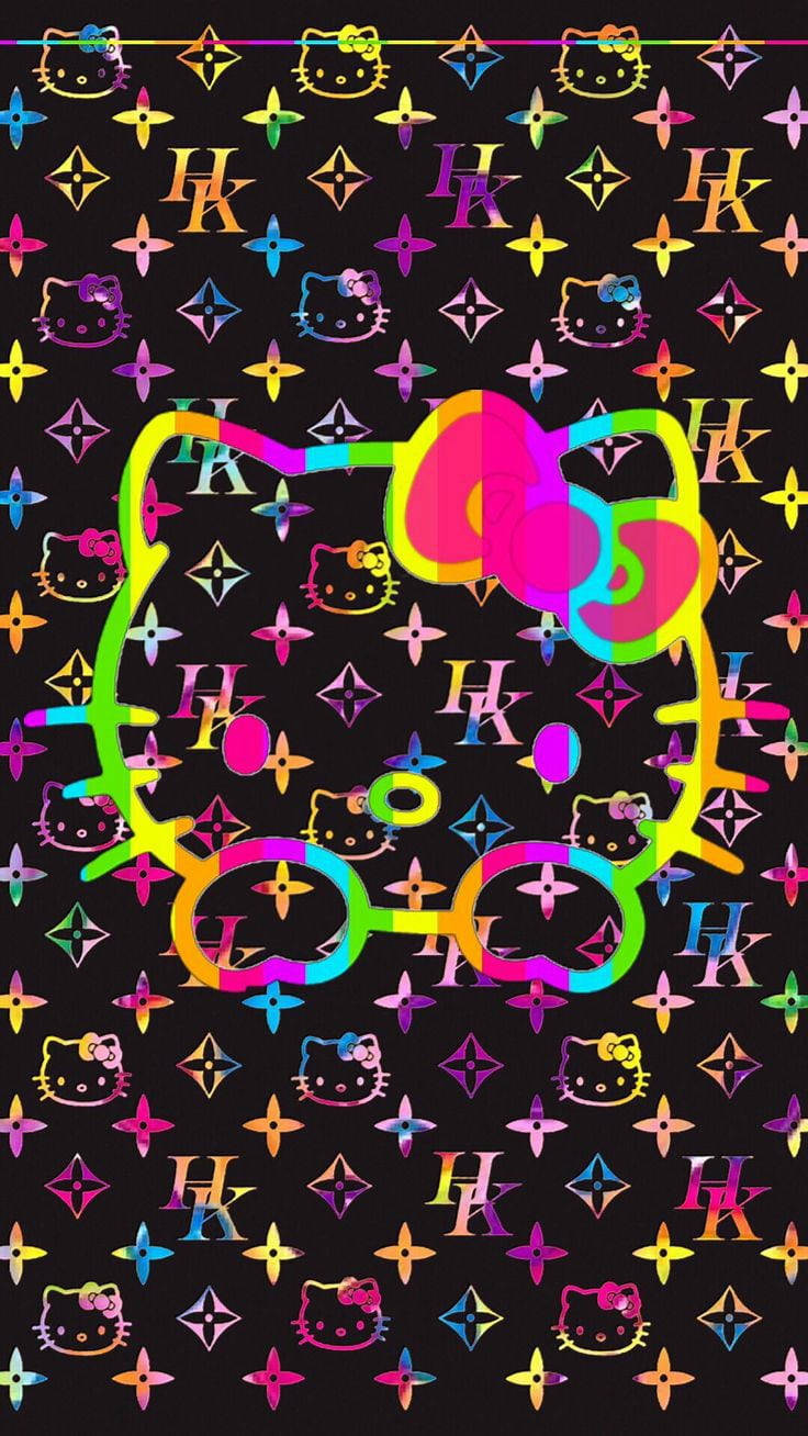 Colorful Logo On Black Helly Kitty Wallpaper