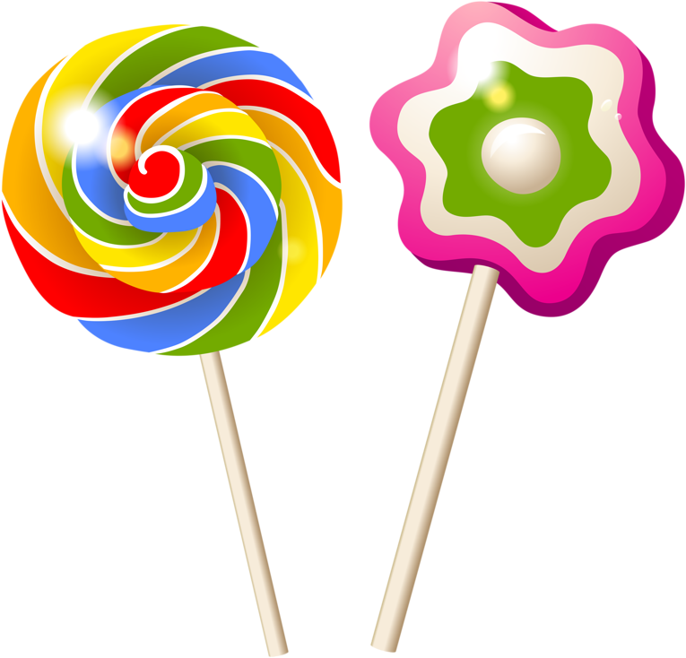 Colorful Lollipops Illustration PNG