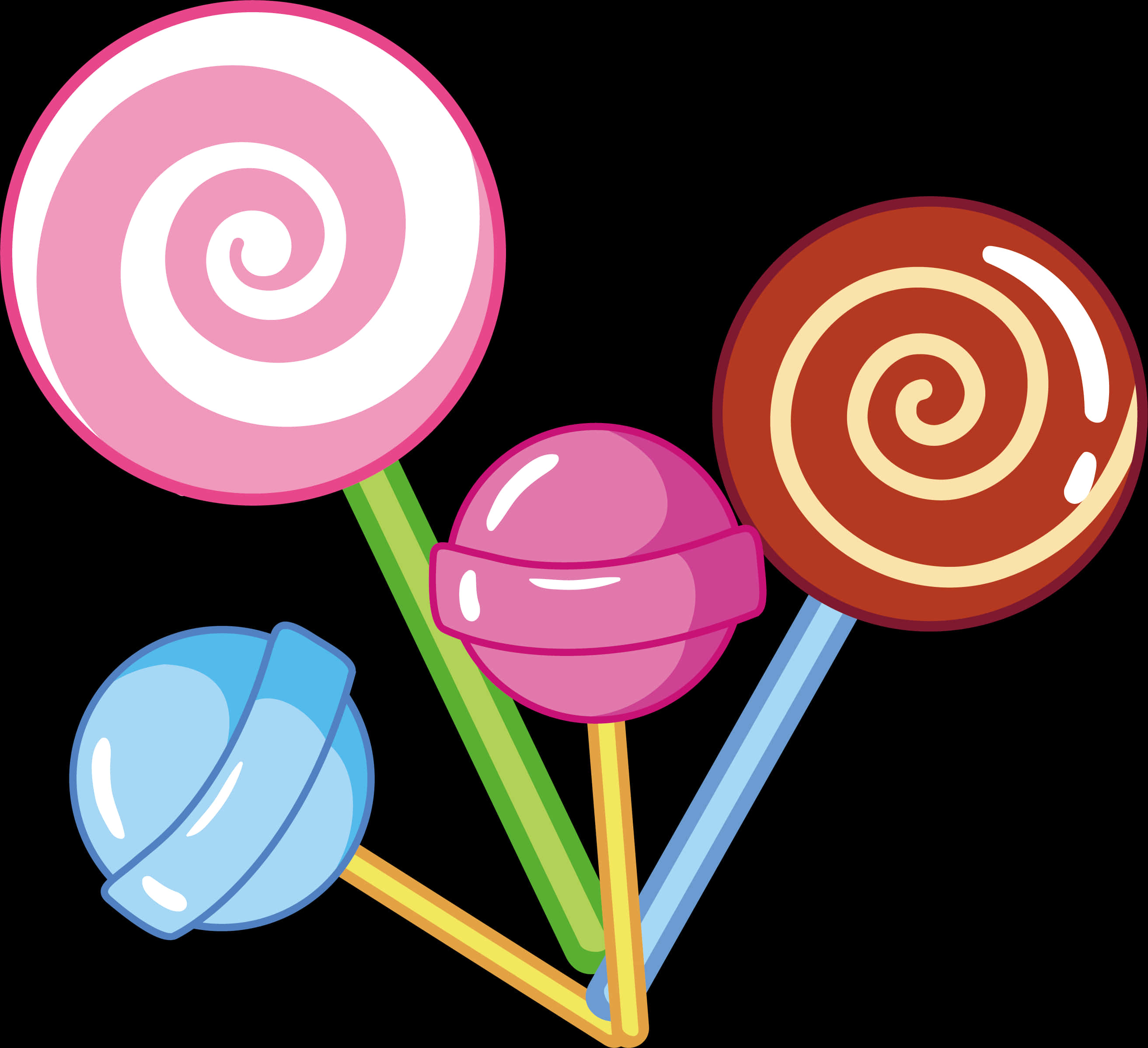 Colorful Lollipops Vector Illustration PNG