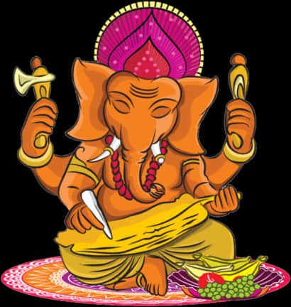 Colorful Lord Ganesh Illustration PNG