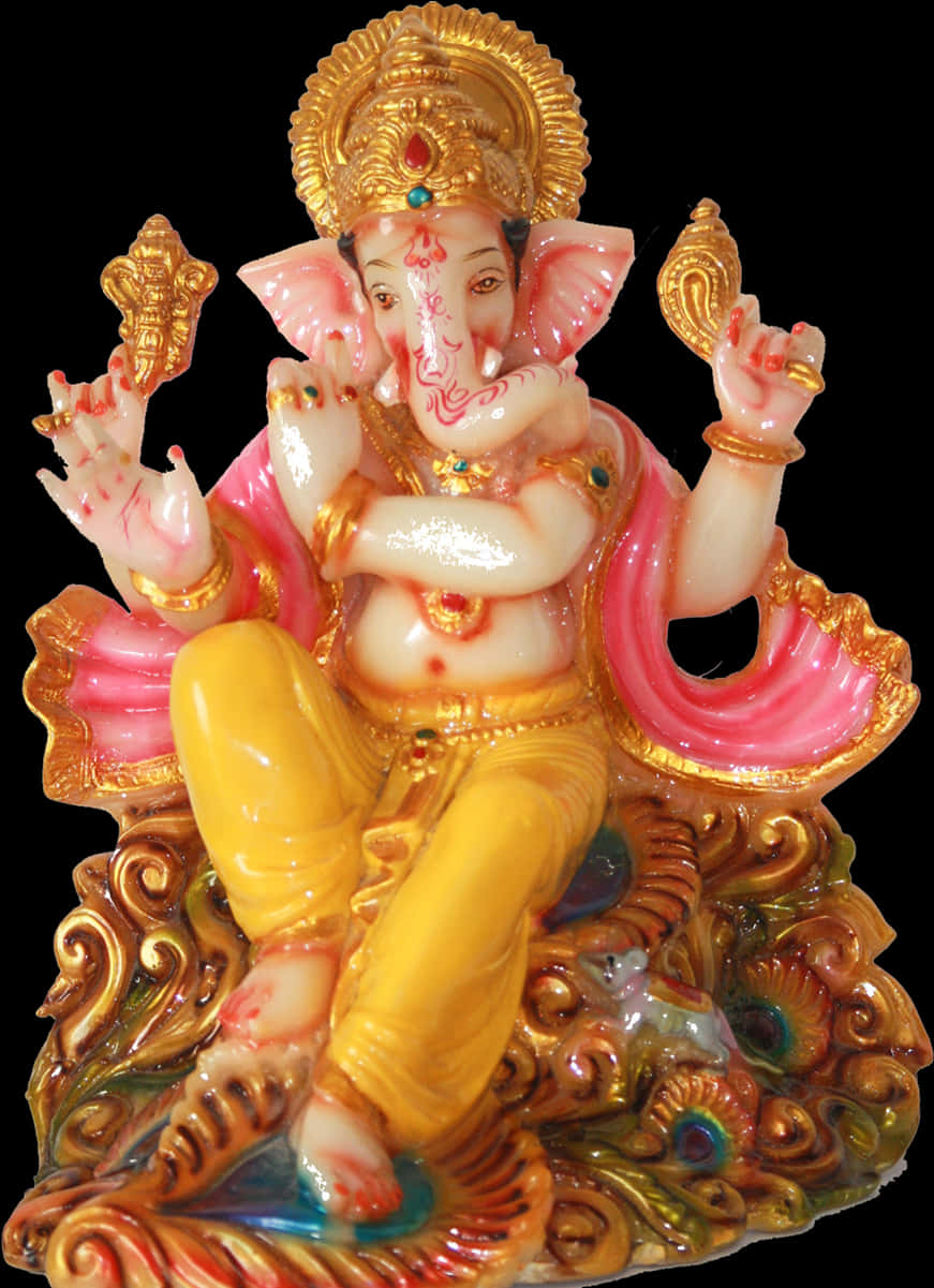 Colorful Lord Ganesh Statue PNG