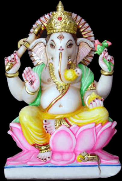 Colorful Lord Ganesh Statue PNG