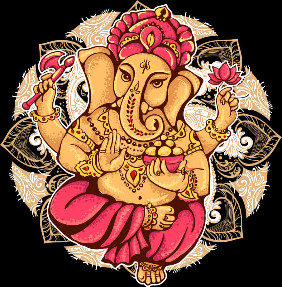 Colorful Lord Ganesha Artwork PNG