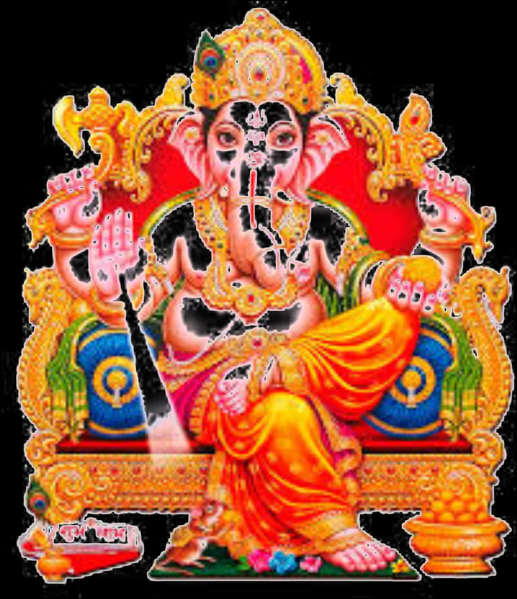 Colorful Lord Ganesha Illustration PNG