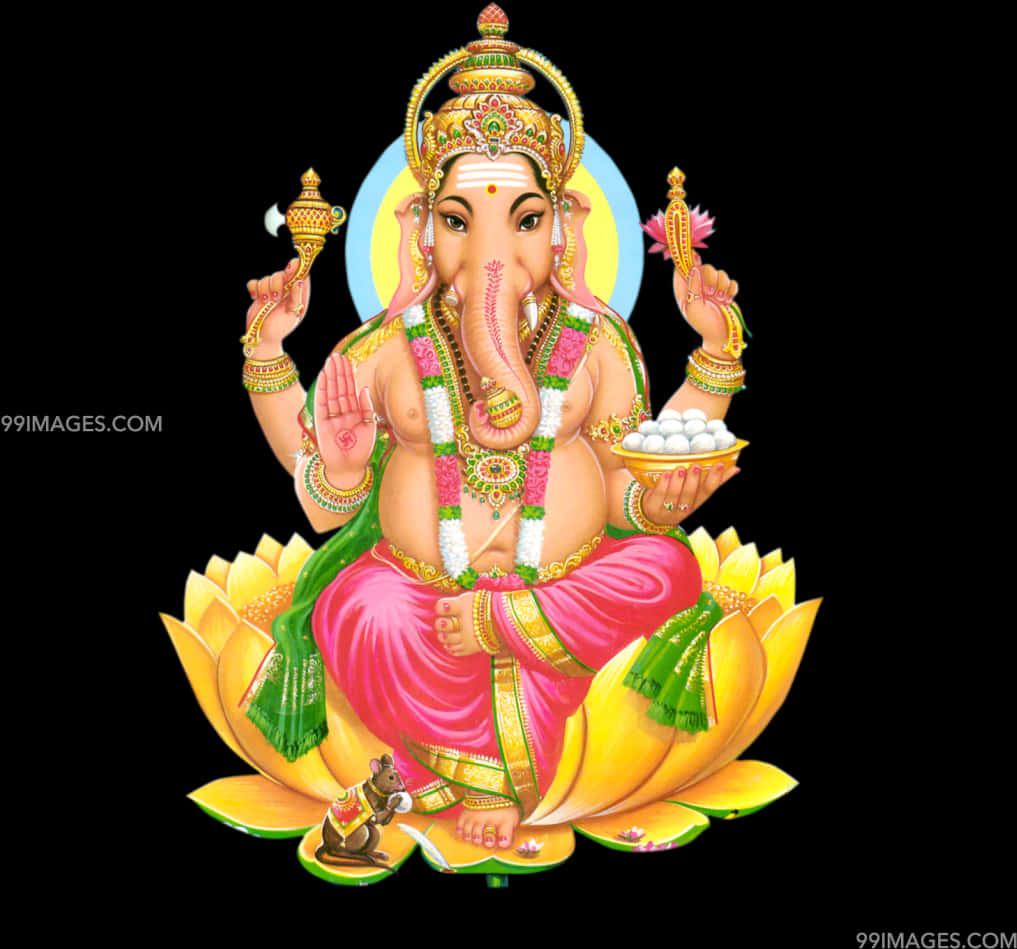 Colorful Lord Ganesha Illustration PNG