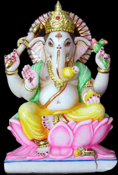 Colorful Lord Ganesha Statue PNG
