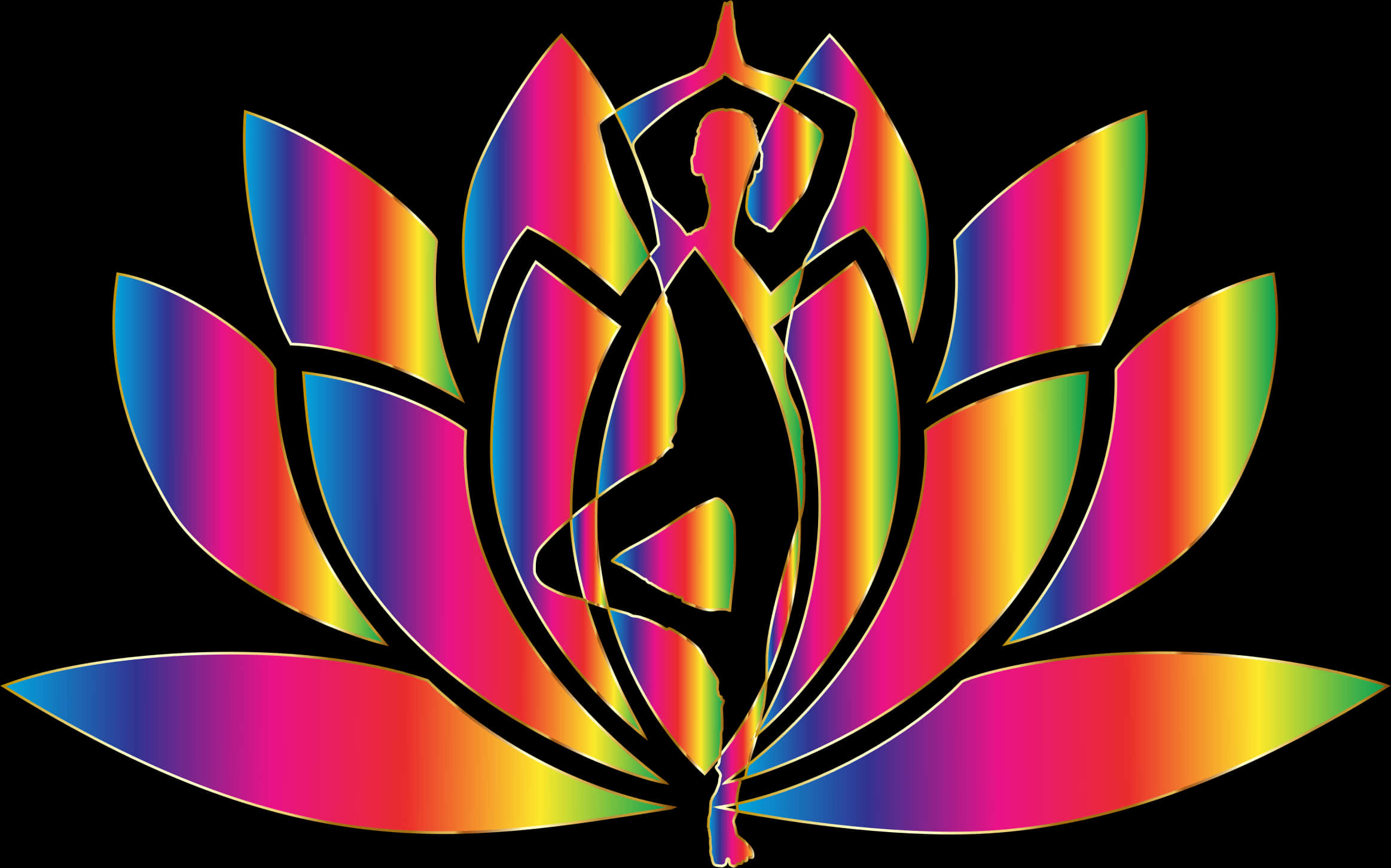 Colorful Lotus Yoga Pose Illustration PNG
